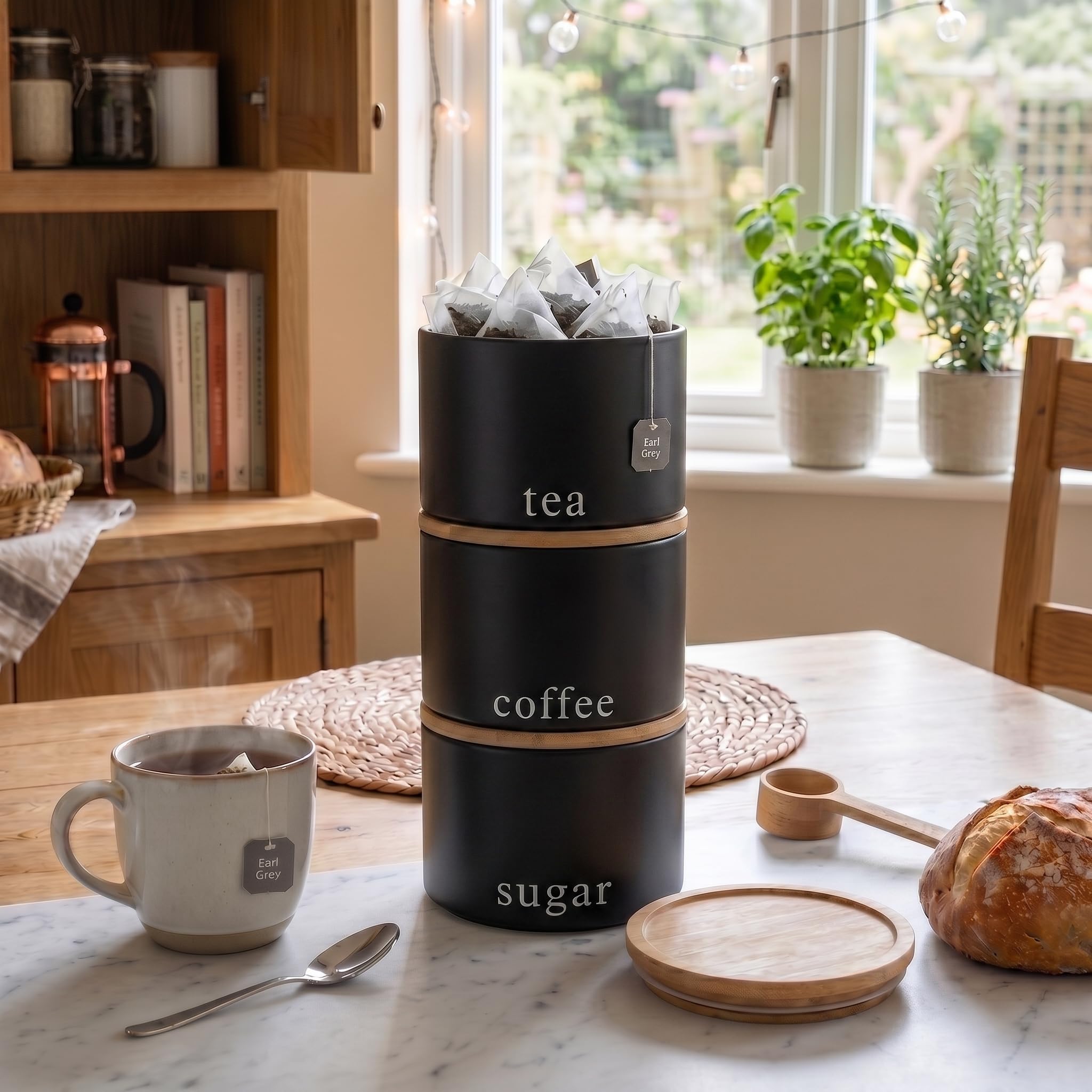 Amazon｜EHC お茶 コーヒー 砂糖 キャニスター セット 3個セット